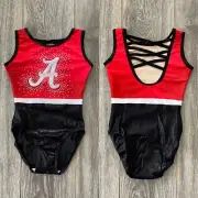NEW Custom Alabama Roll Tide Crimson Bama Strappy Back Gymnastics Leotard
