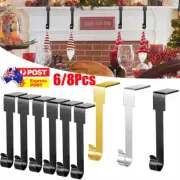6/8Pcs Christmas Stocking Hanger Fireplace Clip Metal Holder Hooks Xmas Tool Set