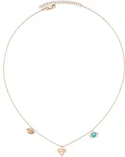 Amorium Lips, Diamond & Eye Charms 18K Rose Gold Vermeil CZ Necklace