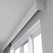 White Window Curtain Pelmet Box with TrackDecorative Valance Panel for Ceiling or Wall Mount 210cm Hidden Curtain Track Rail System