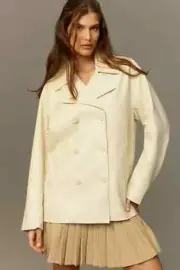 New! Anthropologie NWT Maeve Ivory Faux-Leather Cocoon Blaze XS $158