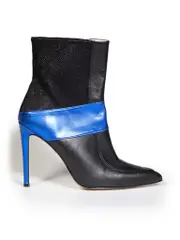 Black & Blue Leather Ankle Boots