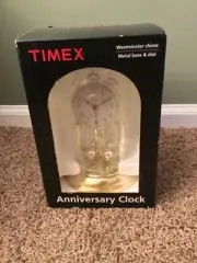 Vintage Timex Anniversary Clock Westminster Chime Metal Base & Dial 9”