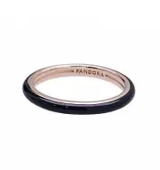NEW 100% Authentic PANDORA ME Rose Gold Black Enamel Stacking Ring 189655C01
