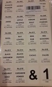 162 Spice Jar Labels Preprinted Minimalist Stickers - White Waterproof Label