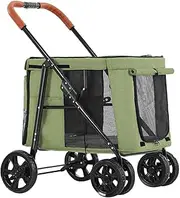 Dog Pram Luxury Large Pet Strollers, Pet Dog Stroller for Large Dogs, Foldable Carrier Cart Premium Pet Pushchair 4 Wheel Pet Gear Stroller Carriage for Cat, Dog and More