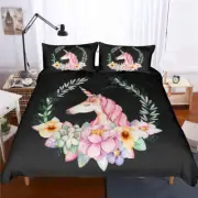 Unicorn Wreath 3D Printing Duvet Quilt Doona Covers Pillow Case Bedding Sets