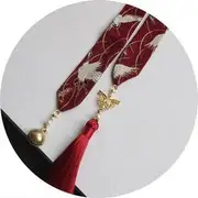 Tassel Scarf Hair Tie 01 - Red - One Size