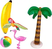 Kisangel 5Pcs Inflatable Summer Beach for Creative Pool Plaything with Flamingo Coconut Tree and Parrot Outdoor Fun for Parties and Holidays