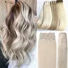 THICK DOUBLE WEFT Real Human Remy Hair Extensions Clip In Full Head Bleach White