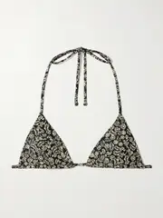[Matteau] Matteau - The String Floral-print Recycled Triangle Bikini Top - Black - 3 3 Black