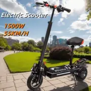 Electric Scooter 1500W 55KM/H 40km Range Foldable Off Road 10" Tyre E-Bike Black