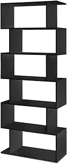 Artiss Bookshelf, 6 Tier Shelf Corner Shelves Display Bookcase Bookshelves Rack Cube Storage Unit Home Living Room Bedroom Office Furniture, High Density Particle Board Black