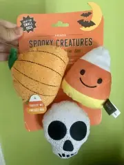 Halloween Dog Toys Spooky Creatures Pumpkin, Candy Corn, Skull Set of 3!! NWT!!