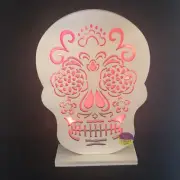 Sugar Skull Day Of The Dead LED Table Lamp Light Laser Cut Wood Design Your Own