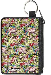 [Buckle-Down] Nickelodeon Zip Around Wallet, Ninja Turtles Sticker Slaps Collage White Multi Color, Canvas, White Multicolor, X-SMALL, Casual