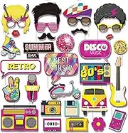 80s Photo Booth Props - 33pcs Throwback Photo Booth Props Funny 1980s Theme Party Supplies Decor Multi Color