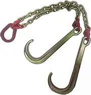 Obstacle car 4T J Type Trailer Hook - Hanging Chain Double Hook, Transport Tow Chain Truck Hook Up Lanyard, Brake Rope Trolley Rope Hanging Chain for Car Wrecker Recovery Breakdown car