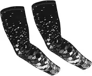 [FHEDVBN] Black white glitter Arm Sleeves Compression Arm Covers for Men Women Outdoor Sun Sleeves Cooling Sports Sleeve, Black