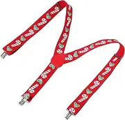 [TOVINANNA] Funny Candy Cane Suspenders for Men Adjustable Elastic Holiday Accessories Durable Webbing Material Strong Clips for Christmas Parties Unisex Festive Outfit Essentials