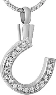 DOTUIARG Hook Shape Funeral Urn Necklaces Pendants for Ashes Crystal Pet Human Cremation Jewelry