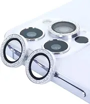 Lens Case for iPhone 12 Pro 6.1 inch, [3 Pack] DMaos Diamond Glitter Ring Cover Circle Anti-Scratch Tempered Glass for Women - Silver