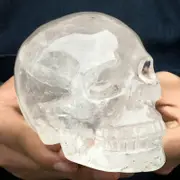 Natural Transparent Quartz Crystal Skull Hand Carved Healing Reiki Decoration Gift-yvan 800-850g