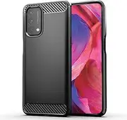 [HEYUS] Case for Oppo A74 5G / A54 5G, Shock-Absorption Brushed Flexible Soft Carbon Fiber Protective Cover for Oppo A74 5G / A54 5G- Black