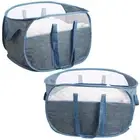 2 Pcs Collapsible Laundry Baskets, Tear Proof Pop Up Laundry Hamper with Dual...