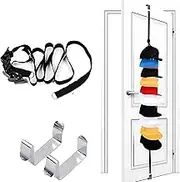 EZONEDEAL Hat Rack Organizer Over The Door, Baseball Cap Holder, hat Hanger for Closet Door Rack, hat Storage Racks, one Straps, Holds up to 8 Caps with Adjustable Hanging Hooks-Black