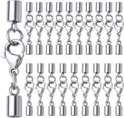 20Pcs Stainless Steel Leather Cord Ends with Lobster Clasp Connector for Jewelry
