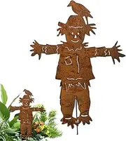 Kuehssn Rusty Iron Garden Stake | Outdoor Scarecrow Lawn Sculpture | Garden Art For Gardens | Art Metal Yard Ground Stakes Decoration For Fence Ornament