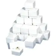 25 White Ring Gift Boxes Set Jewelry Showcase Display