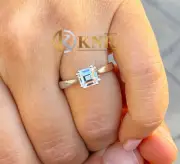 14k Solid White Gold Asscher Cut Moissanite Engagement Ring Solitaire 1.50ct
