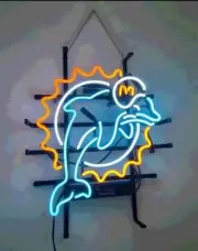 Miami Dolphins Man Cave 17"x14" Neon Sign Light Lamp Beer Bar Club Artwork Glass