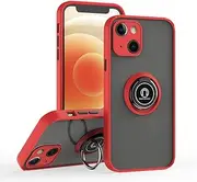 is Specially Designed for iPhone 13 Mini Anti-Fingerprint, Built-in 360° Rotating Ring Bracket Solid and Durable Magnetic car Phone case, Suitable for iPhone 13 Mini 5.4inches Women-Red