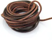 Dark Brown Espresso Genuine Leather Strip Cord: 3mm Flat, 5 Yards