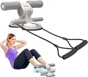 Core Strength Trainer, Suction Cup Exerciser, Home Gym Fitness Tool, Soft Foam Padding, Includes Elastic Pull Rope, Grey/purple, For Home Gym Ab Workouts And Leg Training