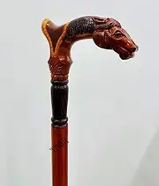 Brown Handmade Wooden Walking Stick with Horse Head Shaped Handle Walking Cane Best for Home Decoration & Gift