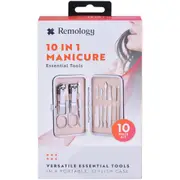 10pc Remology Stainless Steel Manicure Nail/Hand Care Grooming Set - Silver