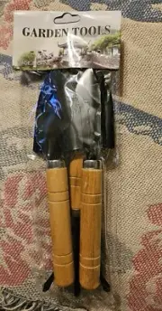 3 Piece Gardening Tool Set Mini Wood Handle Shovel Trowel Gardening Tools NEW