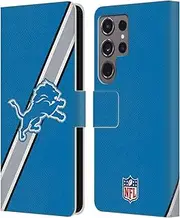 Head Case Designs Officially Licensed NFL Stripes Detroit Lions Logo Leather Book Wallet Case Cover Compatible with Samsung Galaxy S24 Ultra 5G