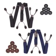 Suspenders for Men Heavy Duty 2 Pack Black and Navy Blue Button Mens Suspende...