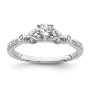 0.40ct. CZ Solid Real 14K White Gold Vintage Complete Engagement Ring