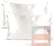 Kitsch Holiday Satin Pillowcase with Zipper for Hair and Skin - Softer Than Silk Pillow Cases, Cooling Pillow Covers, Machine Washable, Wrinkle-Free - Queen/Standard (19x26) - Ivory, 2pcs