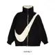 Nike NSW Swoosh Jacket 大勾 黑 白 毛絨 防風 雙面穿 外套 DC5138-010 IMPACT