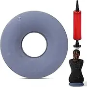LZYDKH Hemorrhoid Seat Cushion, Seat Ring After Surgery Coccyx Cushion, Inflatable Ring Cushion with Pump, Doughnut Cushion, Seat Curl for Relief Coccyx Coccyx Pain (Grey)