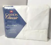 White Percale King Size Flat Sheet VTG Sealed Cannon Classic
