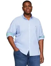 [Tommy Hilfiger] Big & Tall Flex Gingham Check Regular Shirt in Blue