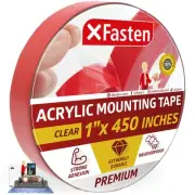 Double Sided Acrylic Mounting Tape Removable, Clear, 1-Inch x 450-Inch, Weath...
